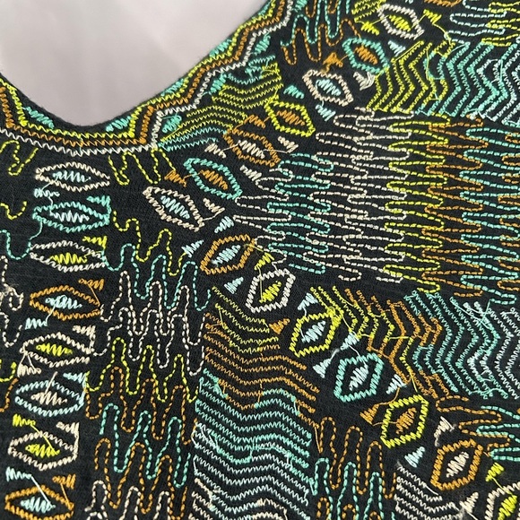 Free People Gray Boho Embroidered Tunic Blouse M Peasant Tiered Balloon Sleeve - Picture 4 of 12